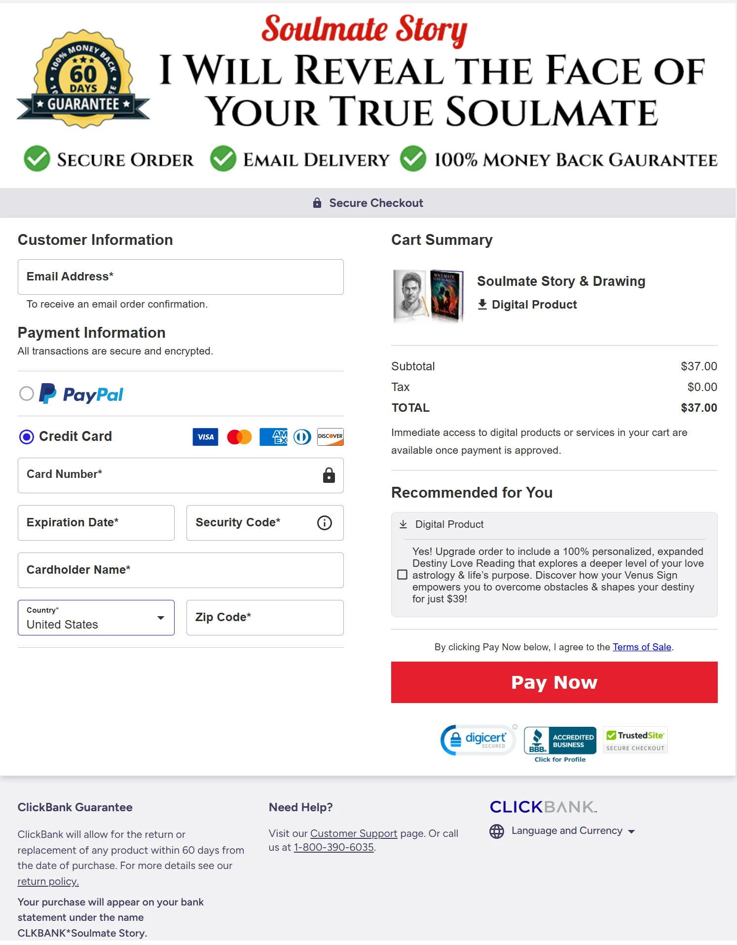 Soulmate story cart page